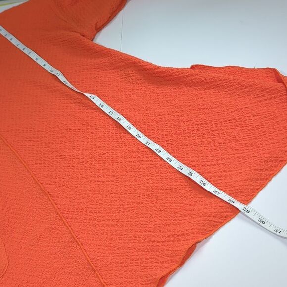 IC Connie K Top Womens Medium Orange Textured Blouse Art to Wear Colorful - Picture 9 of 9
